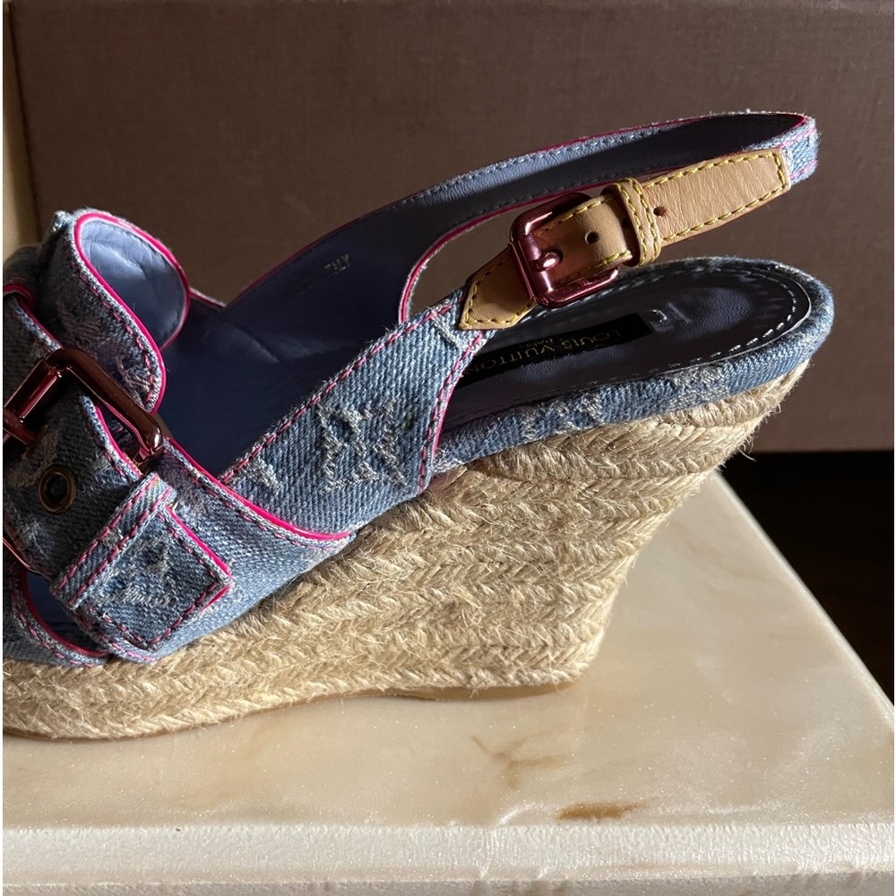 🆕 Louis Vuitton Monogrammed Denim Wedges
